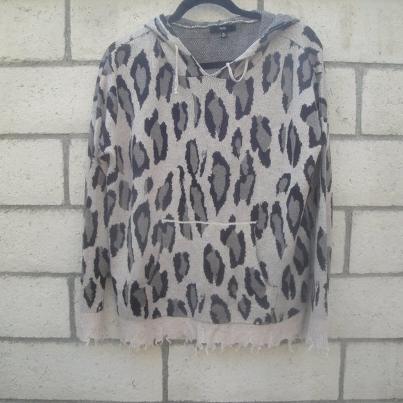 FATE Women's Size Med Sweater Pullover Hoodie Distressed on Purpose Animal Print - Picture 2 of 7
